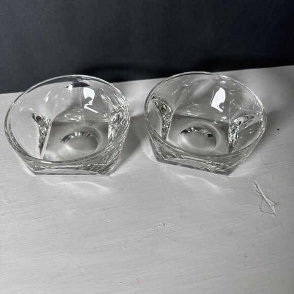 2 Vintage Colony Glass Clear Ice Cream Iridescent Snack Candy Nut Bowls 4.5” - Picture 2 of 7